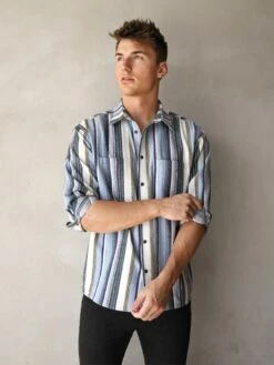 Lucca Stripe Shirt - Blue 12 Lucca Stripe Shirt - Blue -Blakely 2800Blue 04D