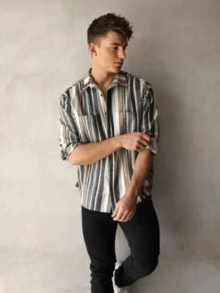 Lucca Stripe Shirt - Grey 12 Lucca Stripe Shirt - Grey -Blakely 2800Grey 01D