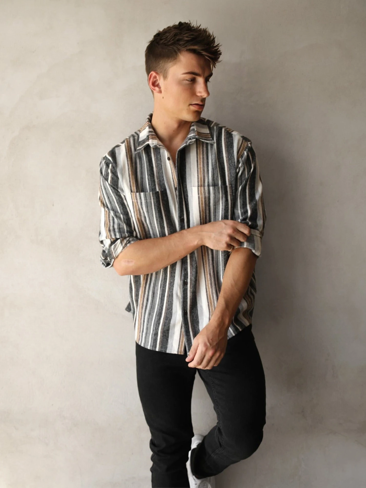 Lucca Stripe Shirt - Grey 7 Lucca Stripe Shirt - Grey - Image 5