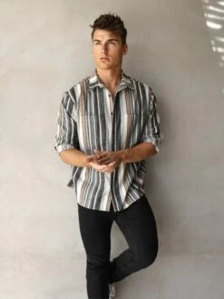 Lucca Stripe Shirt - Grey 11 Lucca Stripe Shirt - Grey -Blakely 2800Grey 02D