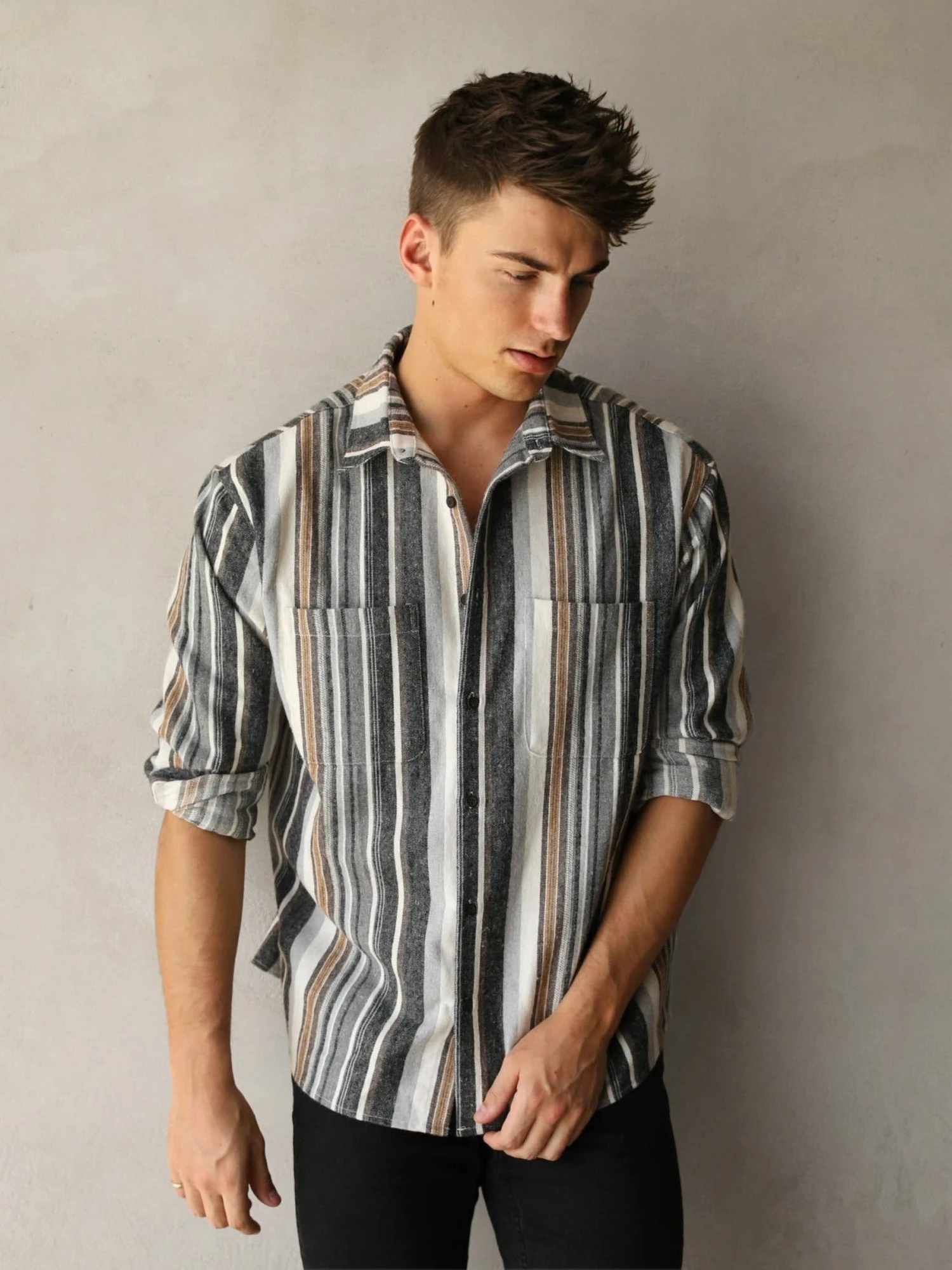 Lucca Stripe Shirt - Grey 4 Lucca Stripe Shirt - Grey - Image 2