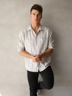 Rialto Stripe Shirt - Sand -Blakely 2811Sand 02D