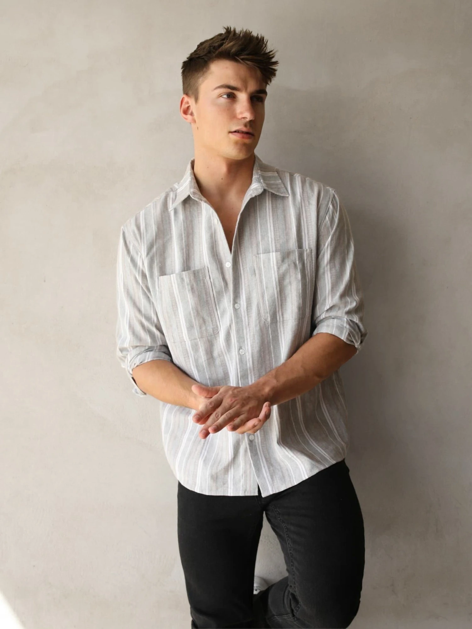 Rialto Stripe Shirt - Taupe 3 Rialto Stripe Shirt - Taupe - Image 2