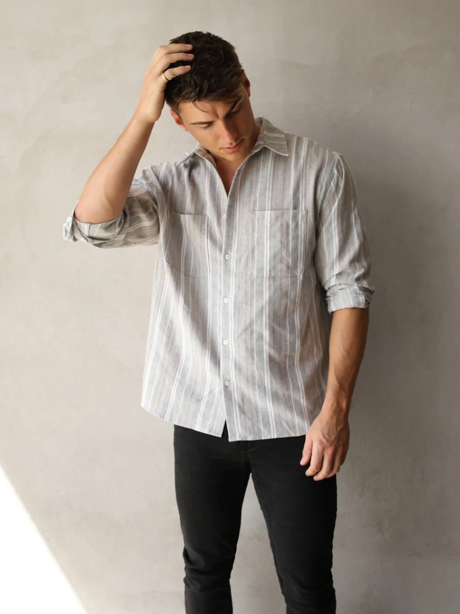Rialto Stripe Shirt - Taupe 6 Rialto Stripe Shirt - Taupe - Image 5