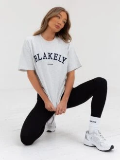 Varsity Oversized T-Shirt - Marl White -Blakely 2830VARWGrey 01D 1