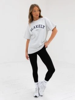 Varsity Oversized T-Shirt - Marl White -Blakely 2830VARWGrey 01D 7