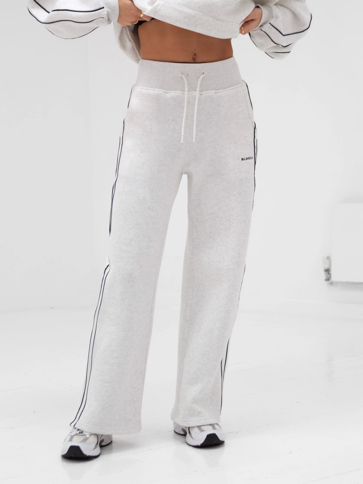 Apex Wide Leg Sweatpants - Marl White 3 Apex Wide Leg Sweatpants - Marl White