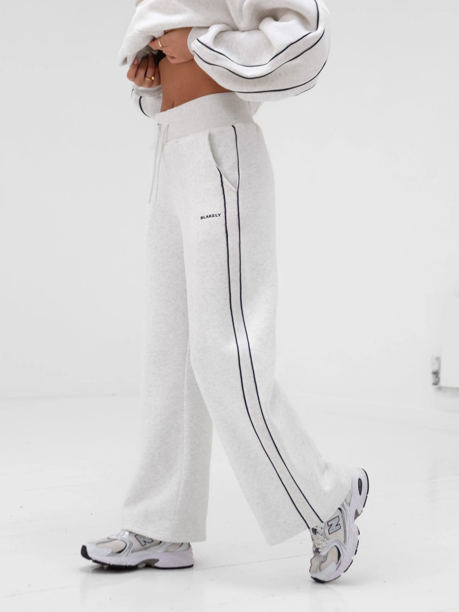 Apex Wide Leg Sweatpants - Marl White 4 Apex Wide Leg Sweatpants - Marl White - Image 2