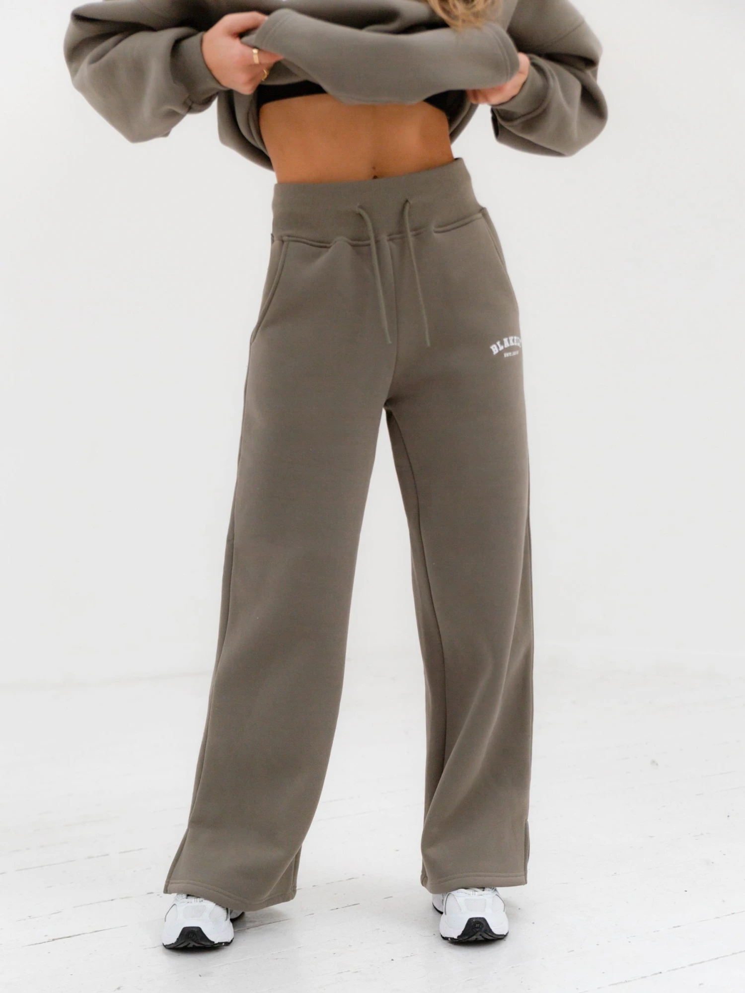 Varsity Wide Leg Sweatpants - Safari Green 6 Varsity Wide Leg Sweatpants - Safari Green - Image 4