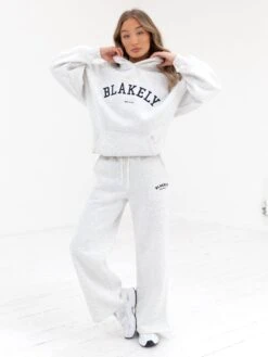 Varsity Wide Leg Sweatpants - Marl White -Blakely 2848VARW GreyD 1