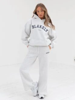 Varsity Wide Leg Sweatpants - Marl White -Blakely 2848VARW GreyD 2