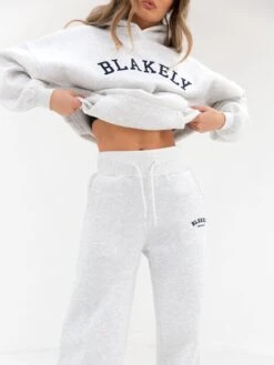 Varsity Wide Leg Sweatpants - Marl White -Blakely 2848VARW GreyD 3