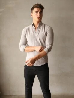 Modena Stripe Shirt - Light Grey -Blakely 2863Grey 02D