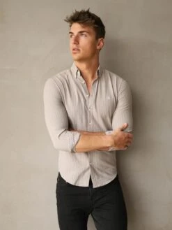 Modena Stripe Shirt - Light Grey -Blakely 2863Grey 03D