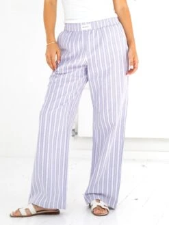 Elena Stripe Trousers - Purple