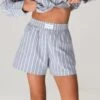 Elena Stripe Shorts - Grey
