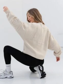 Embroidered Isabel Oversized Jumper - Bone -Blakely 3039TBONED 3