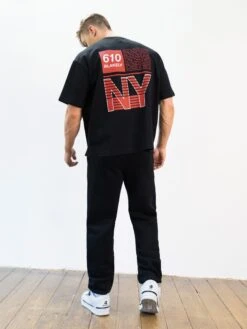 Italic Linear Relaxed Sweatpants - Black -Blakely 3079IBLACKVERTICAL04D