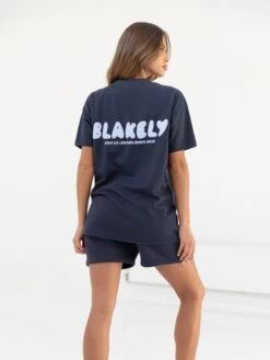 Cloud Print Oversized T-Shirt - True Navy -Blakely 3124 3Navy 05D