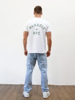 NYC Relaxed T-Shirt - White & Sage Green -Blakely 3140SAGE01D