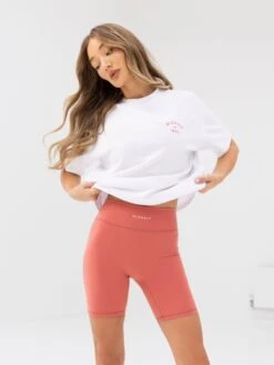 NYC Oversized T-Shirt - White & Sunrise Coral -Blakely 3140WCORAL03D