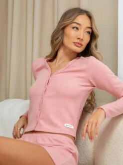 Soft Waffle Cardigan - Rose Pink -Blakely 3307ROSEPINKD 1