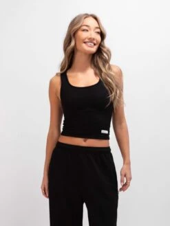 Soft Waffle Trousers - Black -Blakely 3308Black 04D