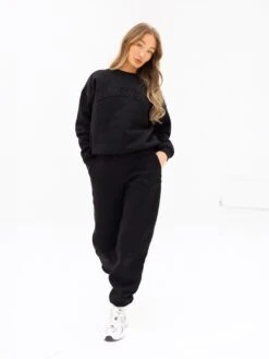 Tonal Varsity Oversized Jumper - Black -Blakely 3444WBLACK01D