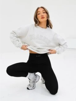 Tonal Varsity Oversized Jumper - Marl White -Blakely 3444WMARL03D