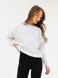 Tonal Varsity Oversized Jumper - Marl White -Blakely 3444WMARL04D