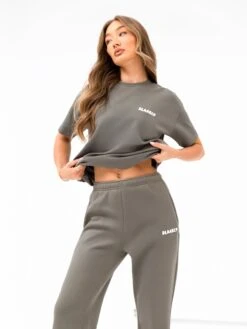 Cloud Print Wide Leg Sweatpants - Safari Green -Blakely 3470SAFARI02D