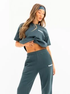 Cloud Print Wide Leg Sweatpants - Teal Green -Blakely 3470TEAL04D