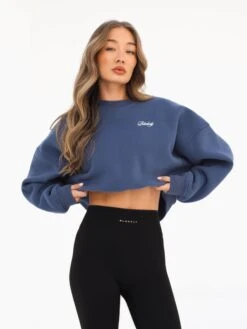 Off Duty Cropped Jumper - Steel Blue -Blakely 3580BLUE02D