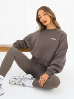 Off Duty Cropped Jumper - Ash Brown -Blakely 3580BROWN01D