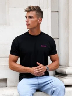 Arlo Relaxed T-Shirt - Black & Pink -Blakely 3619BLACK06D