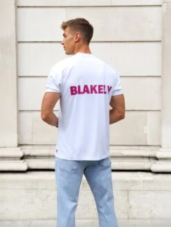 Arlo Relaxed T-Shirt - White & Pink -Blakely 3619WHITE02D
