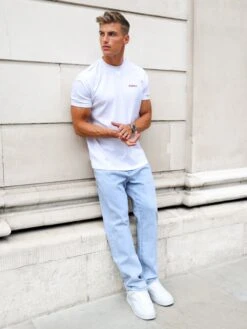 Arlo Relaxed T-Shirt - White & Pink -Blakely 3619WHITE03D