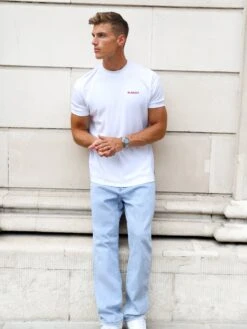 Arlo Relaxed T-Shirt - White & Pink -Blakely 3619WHITE05D