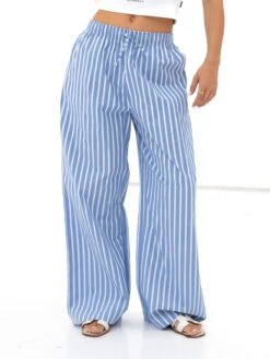Kiara Stripe Trousers - Blue