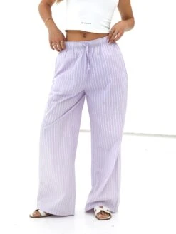 Elodie Stripe Trousers - Purple