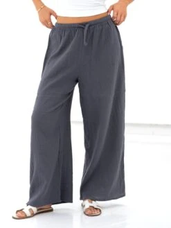 Mila Wide Leg Trousers - Charcoal