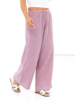Mila Wide Leg Trousers - Dusty Pink 12 Mila Wide Leg Trousers - Dusty Pink -Blakely 3644PINK03D
