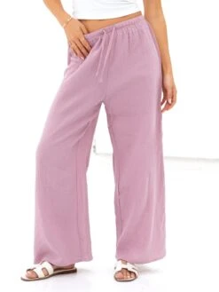 Mila Wide Leg Trousers - Dusty Pink