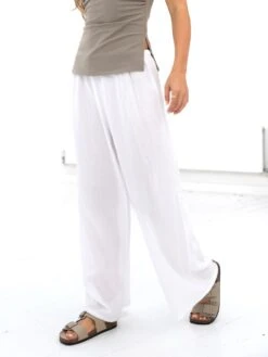 Mila Wide Leg Trousers - White -Blakely 3644WHITE02D
