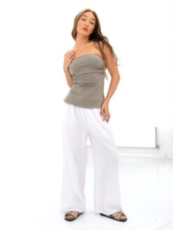 Mila Wide Leg Trousers - White -Blakely 3644WHITE05D