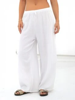 Mila Wide Leg Trousers - White