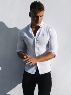 Caspian Fitted Stretch Shirt - White -Blakely 595ACaspianShirtWhite Greece 2D
