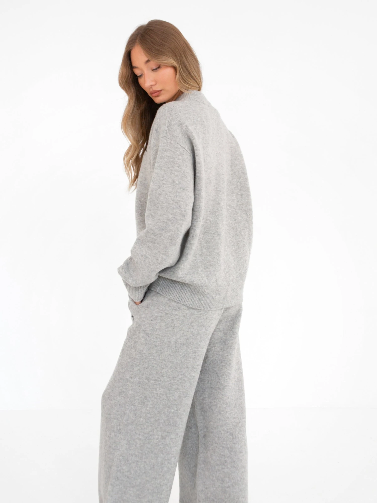 Oversized Knitted Jumper - Marl Grey 5 Oversized Knitted Jumper - Marl Grey - Image 3