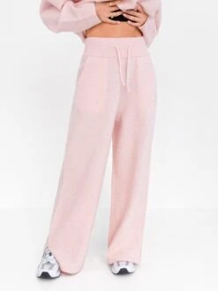 Knitted Wide Leg Sweatpants - Marshmallow Pink