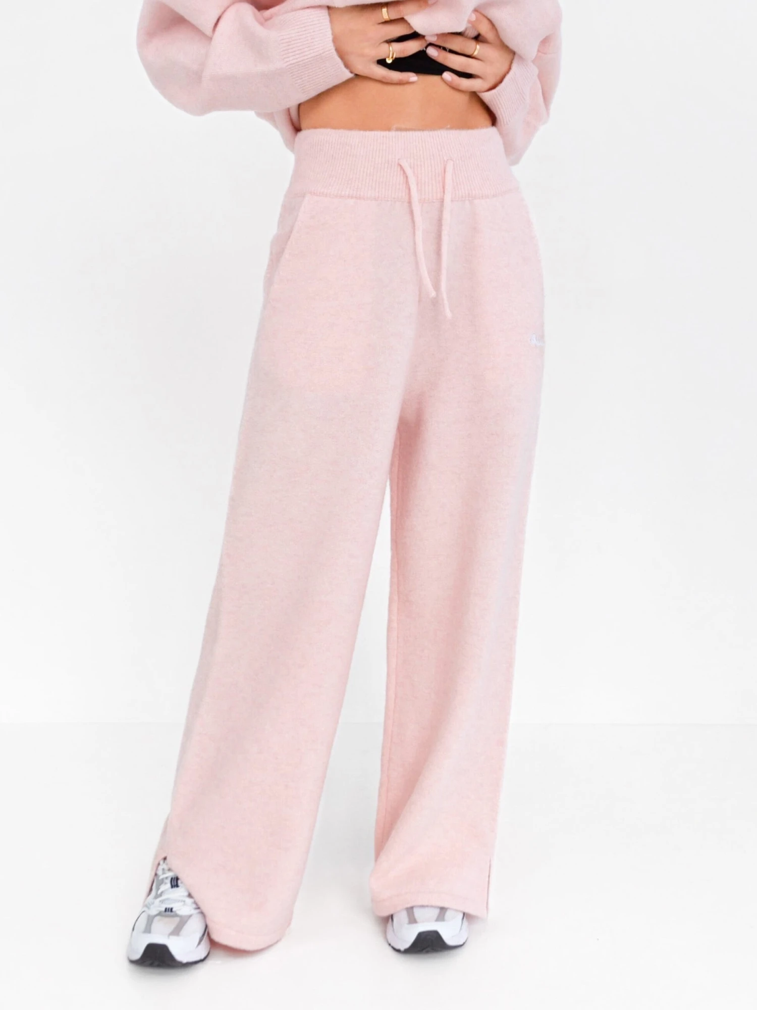 Knitted Wide Leg Sweatpants - Marshmallow Pink 3 Knitted Wide Leg Sweatpants - Marshmallow Pink